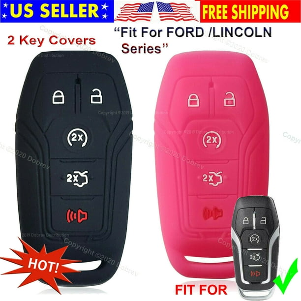 Black Black KOSMIQ Car Ford Fusion Key Fob Skin Cover 2 Pieces Keyless Remote Holder Protector Case 5 Buttons F150 F250 F350 F450 F550 Edge Explorer Mustang F-150 Raptor 